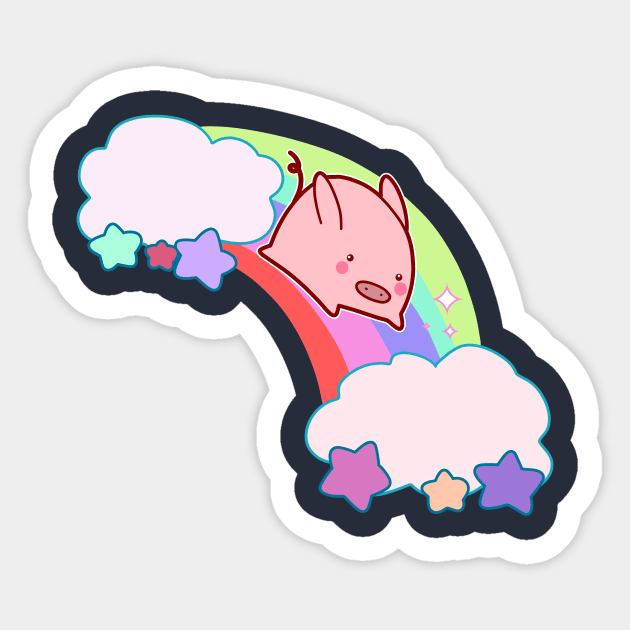 Kawaii Rainbow Pig Sticker by saradaboru